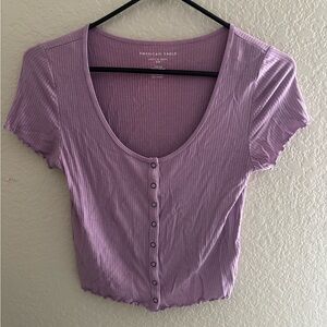 American Eagle Outfitters Purple Fitted Crop Blouse